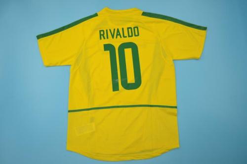 Retro Jersey 2002 Brazil RIVALDO 10 Home Soccer Jersey