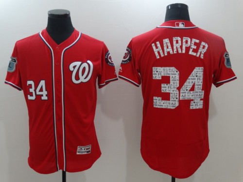 Washington Nationals 34 HARPER Red MLB Jersey with