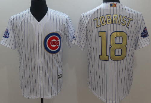 2019 Chicago Cubs # 18 ZOBRIST Whith  MLB Jersey