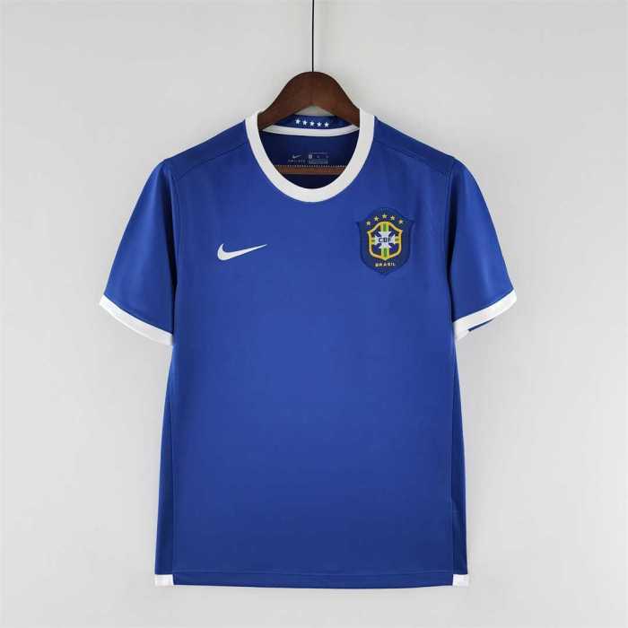 Retro Jersy 2006 Brazil Away Blue Soccer Jersey Vintage Brasil Camisetas de Futbol