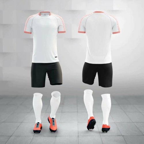 M8603 White Tracking Suit Adult Uniform Soccer Jersey Shorts