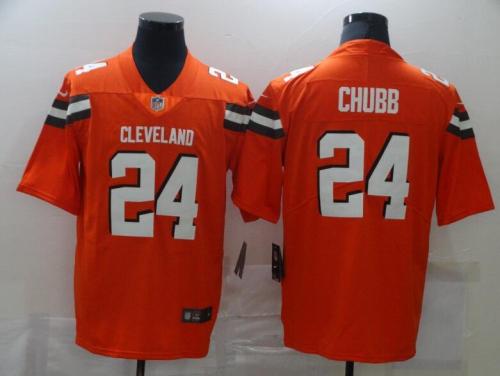 Cleveland Browns 24 CHUBB Orange NFL Jersey