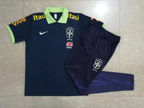 2023-2024 Brazil Royal Blue Soccer Polo and Pants