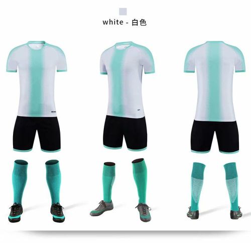 XBJKJW8825  White Tracking Suit  Adult Uniform Soccer Jersey Shorts