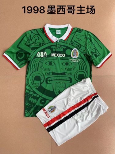 Retro Adult Uniform 1998 Mexico Home Soccer Jersey Shorts