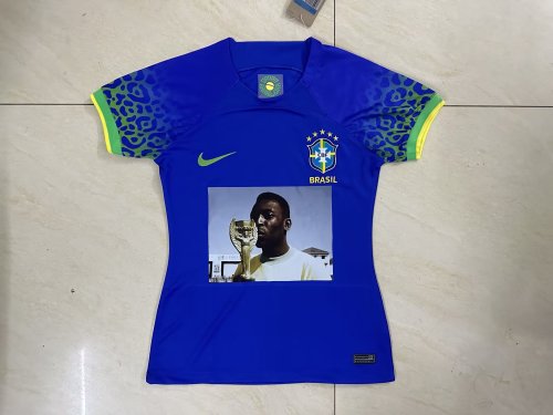 Women 2022 Brazil Pele Blue/Yellow Soccer Jersey