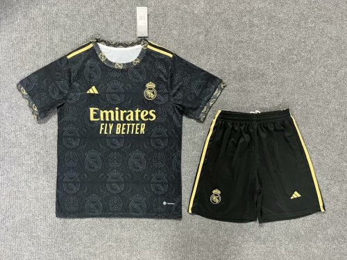 Adult Uniform 2023-2024 Real Madrid Black Soccer Training Jersey Shorts