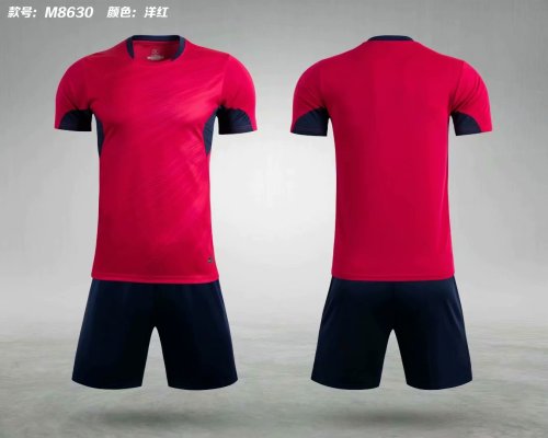 M8630 Magenta  Tracking Suit Adult Uniform Soccer Jersey Shorts
