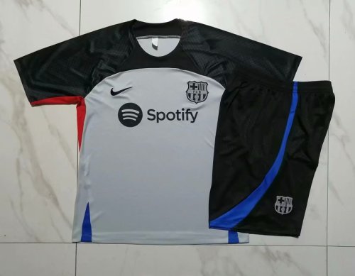 Adult Uniform 2023-2024 Barcelona Black/Grey Soccer Training Jersey and Shorts