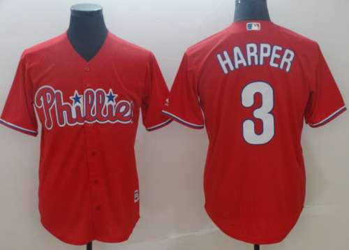 2019 Philadelphia Phillies # 3 HARPER Red MLB Jersey