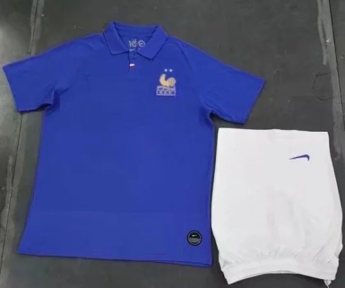 Youth Uniform France 100 years Blue Soccer Jersey Shorts