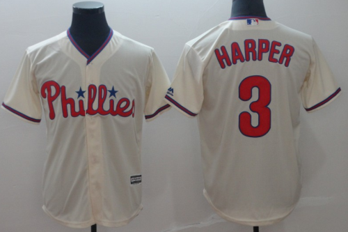 2019 Philadelphia Phillies # 3 HARPER Whith MLB Jersey