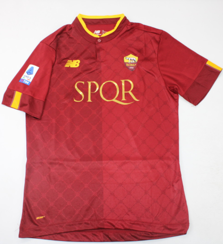 with Serie A Patch SPQR Version 2022-2023 As Roma Home Soccer Jersey