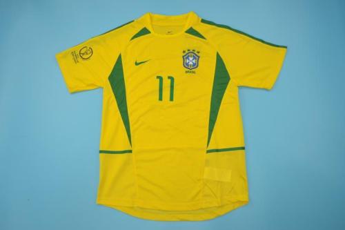 Retro Jersey 2002 Brazil RONALDINHO 11 Home Soccer Jersey