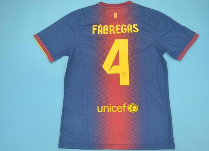 Retro Jersey 2012-2013 Barcelona 4 FABREGAS Home Soccer Jersey