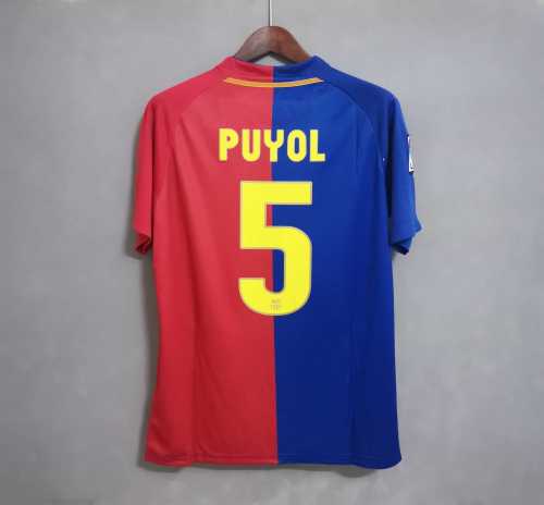 with LFP Patch Retro Jersey 2008-2009 Barcelona PUYOL 5 Home Soccer Jersey Vintage Football Shirt
