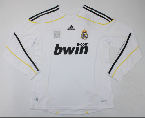 Long Sleeve Retro Jersey 2009-2010 Real Madrid Home Soccer Jersey Vintage Real Football Shirt