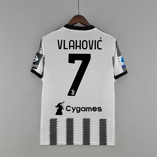 With Front Lettering Front Patch Serie A Patch Fans Version 2022-2023 Juventus VLAHOVIC 7 Home Soccer Jersey