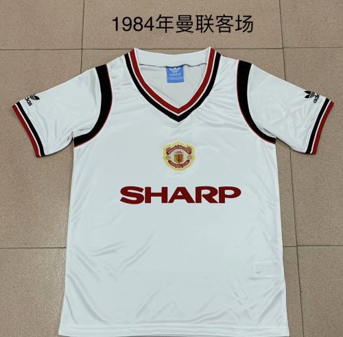 Retro Jersey  1984 Manchester United Away  White Soocer Jersey