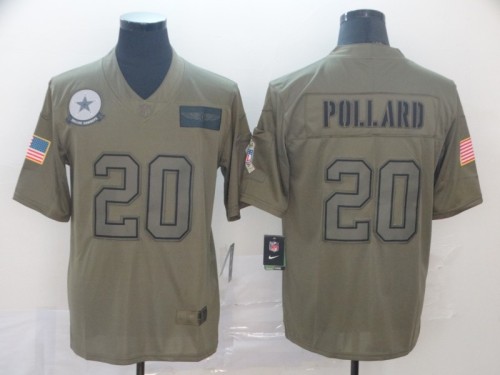 Dallas Cowboys 20 POLLARD 2019 Olive Salute To Service Limited Jersey