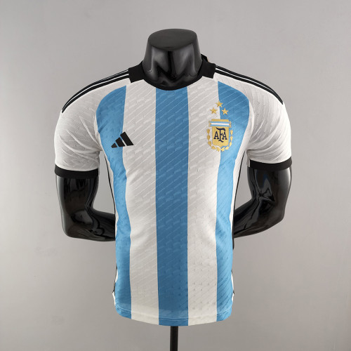 with 3 Stars Player Version 2022 World Cup Argentina Home Soccer Jersey