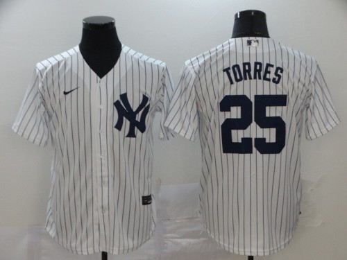 New York Yankees 25 TORRES White 2020 Cool Base Jersey