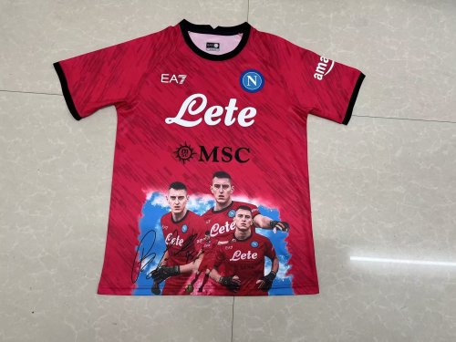 Fans Version 2023-2024 Calcio Napoli Red Champion Soccer Jersey