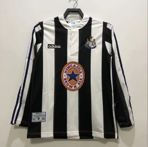 Long Sleeve Retro Jersey 1995-1997 Newcastle United Home Soccer Jersey Vintage Football Shirt