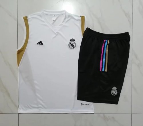 Adult Uniform 2023-2024 Real Madrid White Soccer Training Vest and Shorts