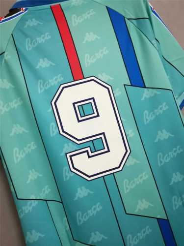 Retro Jersey 1996-1997 Barcelona 9 Away Blue Soccer Jersey