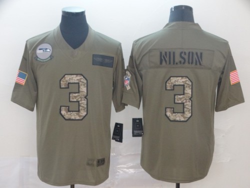 Seattle Seahawks 3 Russell Wilson 2019 Olive Camo Salute To Service Limited Jersey