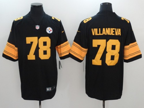 Pittsburgh Steelers #78 VILLANUEVA Black with Yellow Letters NFL Legend Jersey