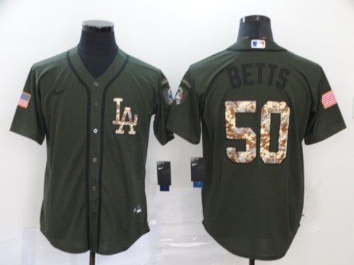 Los Angeles Dodgers 50 BETTS Olive 2020 Cool Base Jersey