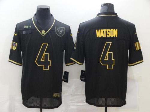 Texans 4 Deshaun Watson Black Gold 2020 Salute To Service Limited Jersey