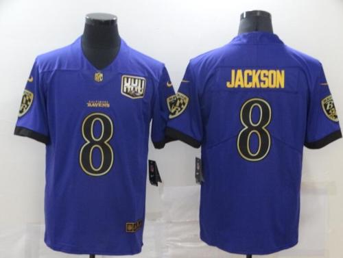 Ravens 8 Lamar Jackson Purple Gold Vapor Untouchable Limited Jersey