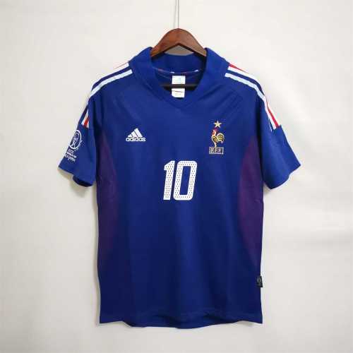 with Patch Retro Jersey 2002 France 10 ZIDANE Home Soccer Jersey