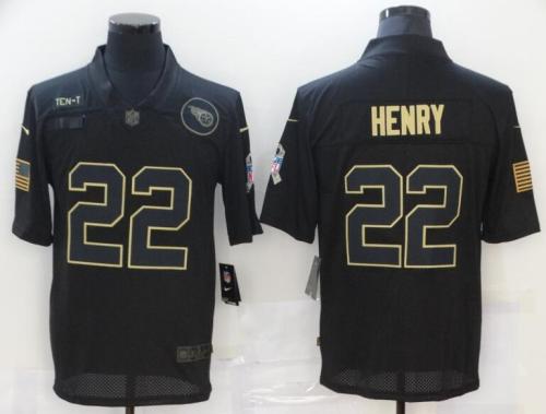 Tennessee Titans 22 HENRY Black 2020 Salute To Service Limited Jersey