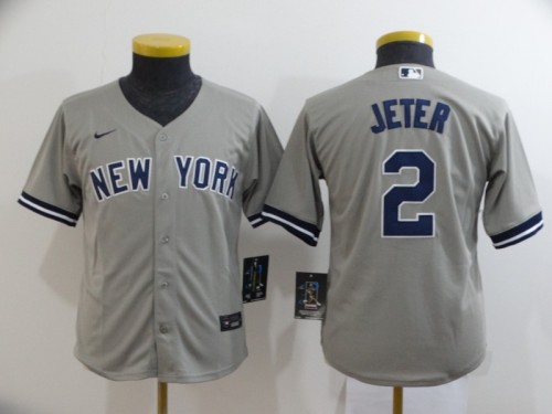 Youth Kids New York Yankees 2 JETER Grey 2020 Cool Base Jersey