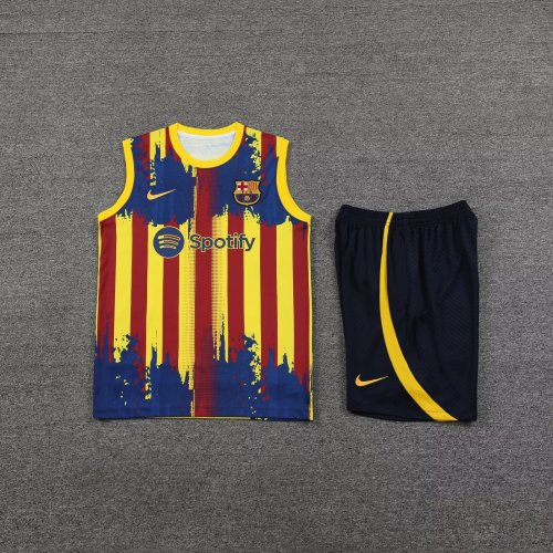 Adult Uniform 2023-2024 Barcelona Yellow Soccer Training Vest Shorts