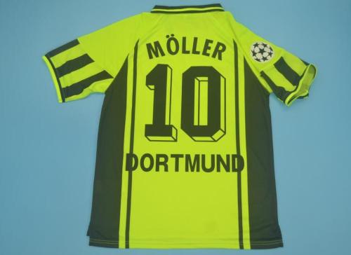 with UCL Patch Retro Jersey 1996-1997 Borussia Dortmund 10 MOLLER Home Soccer Jersey
