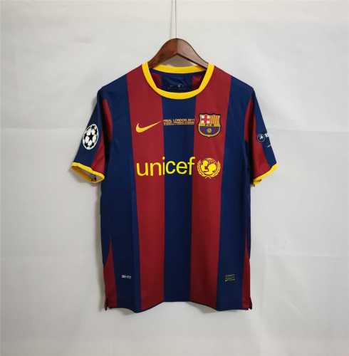 with UCL Patch+Front Lettering Retro Jersey 2010-2011 Barcelona Home Soccer Jersey