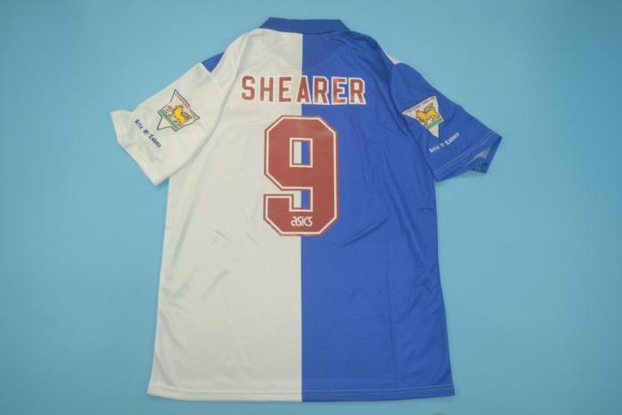 with EPL Patch Retro Jersey 1995-1996 Blackburn Rovers SHEARER 9 Home Soccer Jersey
