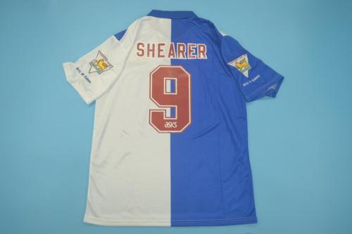 with EPL Patch Retro Jersey 1995-1996 Blackburn Rovers SHEARER 9 Home Soccer Jersey