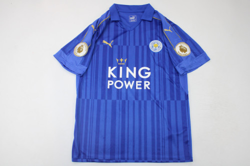 with Gold EPL Patch Retro Jersey 2016-2017 Leicester City Home Soccer Jersey