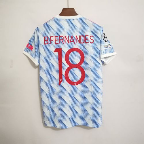 with UCL Patch Fans Version 2021-2022 Manchester United B.FERNANDES 18 Away Soccer Jersey