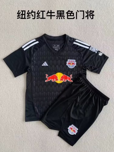 Adult Uniform 2023-2024 New York Red Bulls Black Goalkeeper Soccer Jersey Shorts