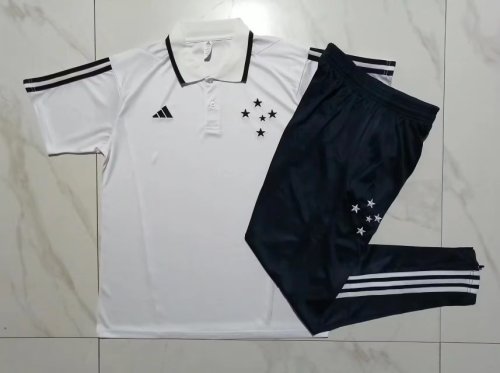 2023-2024 Cruzeiro White Soccer Polo and Pants