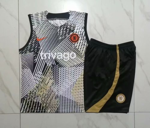 2023-2024 Chelsea Grey Soccer Training Vest and Shorts