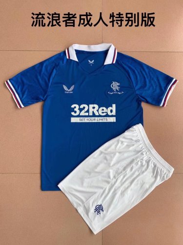 Adult Uniform 2022-2023 Rangers Special Blue Soccer Jersey Shorts