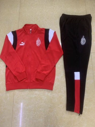 2023-2024 Ac Milan Red Soccer Jacket and Pants
